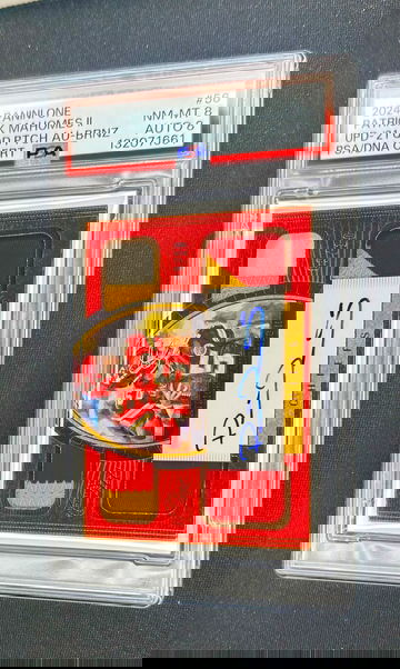 2024 Patrick Mahomes Panini One Quad Bronze Patch Jersey Auto 9/10 PSA 8 #56 SP Autograph 2021 Update