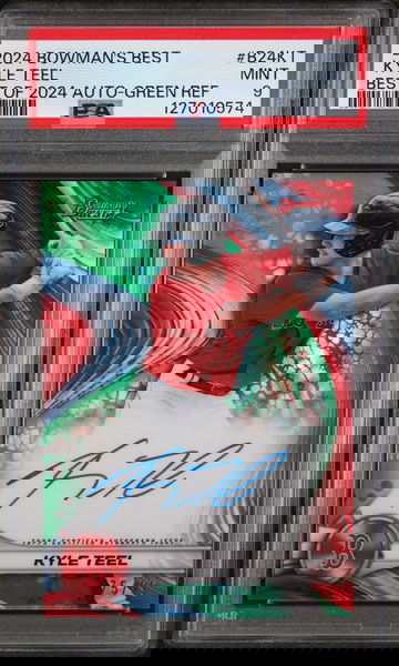 2024 Bowman's Best Best of 2024 Autographs Green Refractor Kyle Teel #B24KT /99 PSA 9