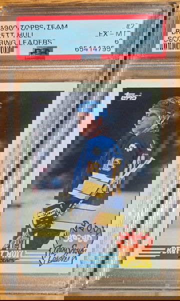 1990 Topps Brett Hull Team Scoring Leaders PSA 6