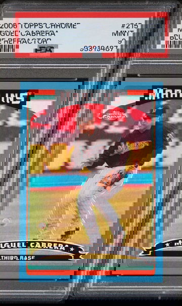 2006 TOPPS CHROME MIGUEL CABRERA BLUE REFRACTOR #215 PSA 9