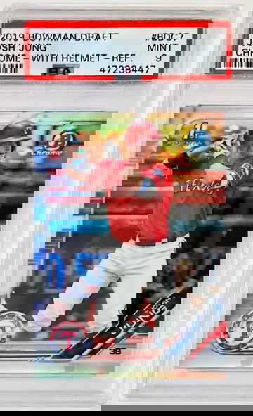 Josh Jung 2019 1st Bowman Draft Chrome Refractor Rookie Card RC #BDC7 PSA 9 MINT Texas Rangers Top Prospect