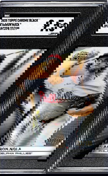 2025 Topps Chrome Black #76 Aaron Nola Refractor /199 SGC 9.5