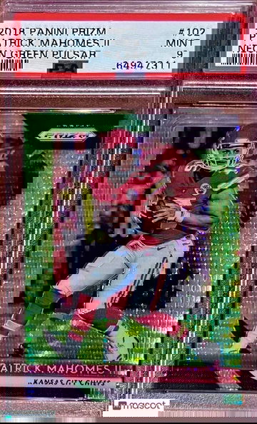 SSP PSA 9 Patrick Mahomes 2018 Panini Prizm Neon Green Pulsar Refractor Holo WOW