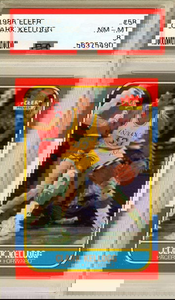 1986 FLEER CLARK KELLOGG #58 INDIANA PACERS PSA 8 NM-MT