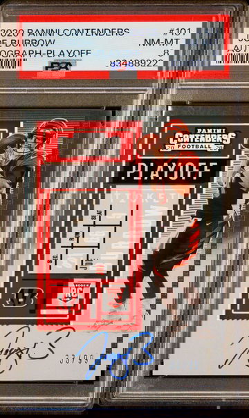 2020 Joe Burrow Panini Contenders Playoff Silver Rookie Ticket Auto /99 PSA 8 #101 SP Autograph RC