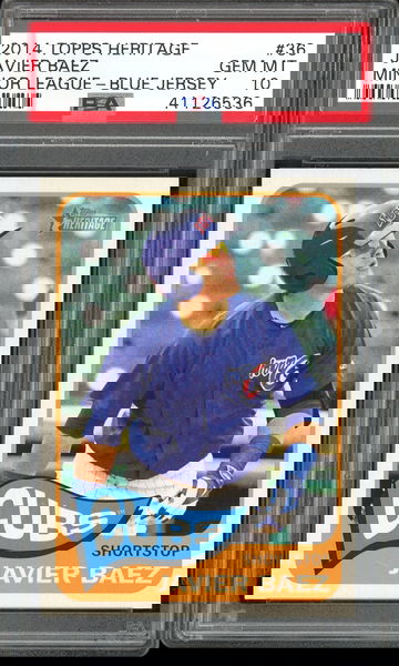 JAVIER BAEZ PSA 10 RC 2014 TOPPS HERITAGE MINOR LEAGUE #36 BLUE JERSEY