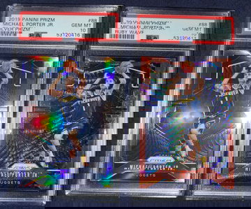 2019 Michael Porter JR silver prizm (1) and Ruby wave (1) psa 10