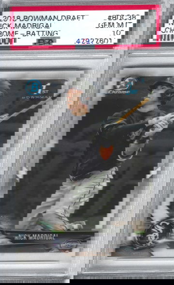 2018 Bowman Draft Nick Madrigal Chrome Batting PSA 10 Gem Mint 