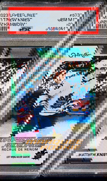 2023 O-Pee-Chee MATTHEW KNIES Marquee Rookies Green Rainbow /33 PSA 10