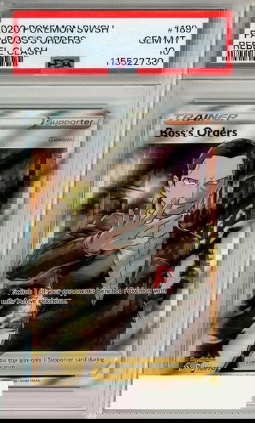 2020 POKEMON SWORD SHIELD REBEL CLASH FA BOSS ORDERS #189 PSA 10