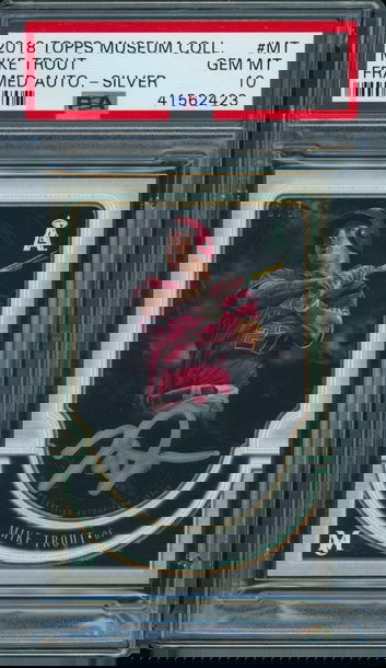 2018 TOPPS MUSEUM COLLECTION MIKE TROUT SILVER FRAMED AUTO /5 PSA 10 GEM MINT