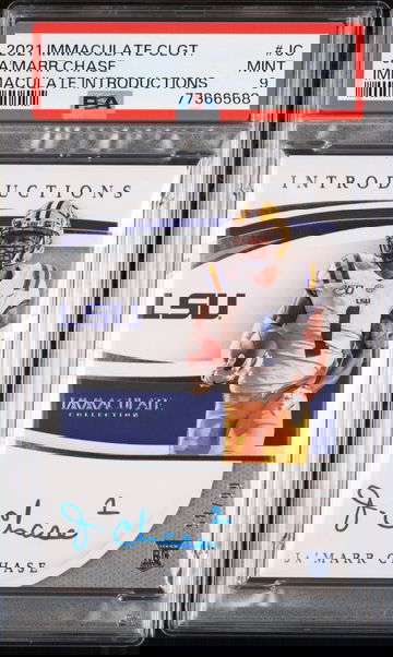 Ja'Marr Chase 2021 Panini Immaculate Rookie RC Introductions Auto 58/99 LSU Tigers SP PSA 9 Mint