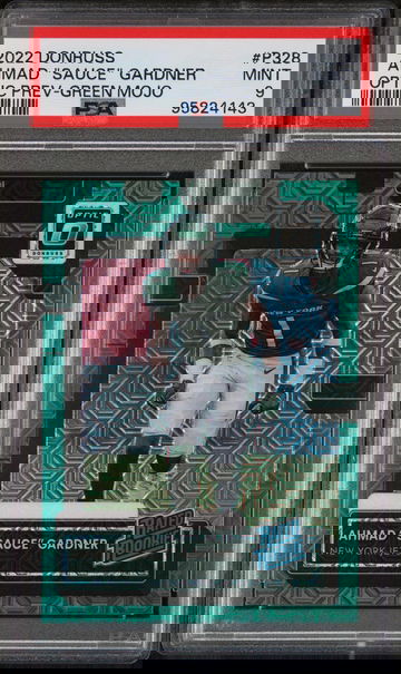 2022 Panini Donruss Optic Preview Green Mojo Ahmad Sauce Gardner #P328 RC PSA 9