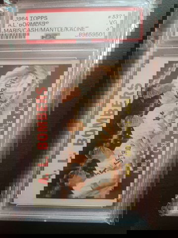1964 Topps A.L. Bombers Mantle/Kaline/Maris/Cash PSA 3