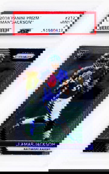 2018 Panini Prizm Lamar Jackson #212 PSA 9