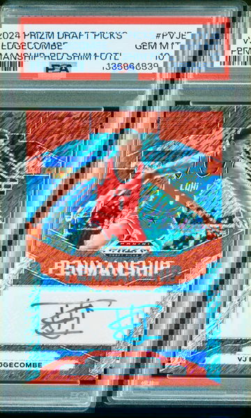 2024 Panini Draft Picks VJ Edgecombe FOTL Red Shimmer Auto 3/11 PSA 10 GEM MINT
