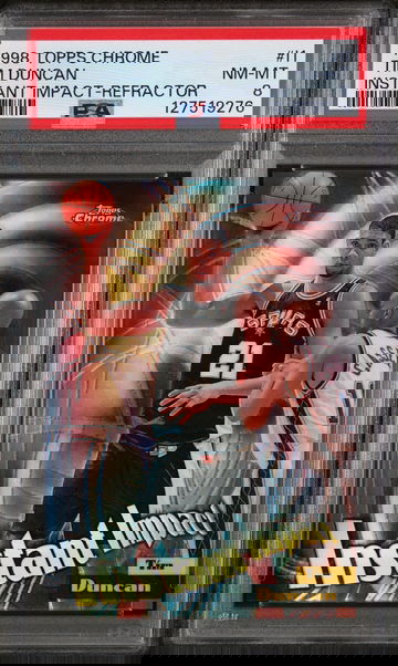 1998 Topps Chrome Instant Impact Refractor Tim Duncan #I1 PSA 8