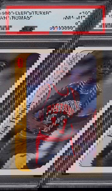 1986 FLEER STICKER ISIAH THOMAS ROOKIE RC #10 PSA 8 NM-MT