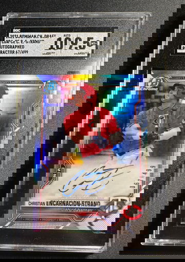 2021 Bowman Draft Christian Encarnacion-Strand Refractor 1st Bowman Chrome Prospect Auto /499 SGC 9.5/10