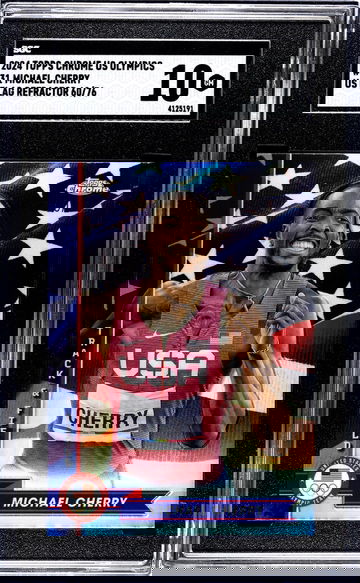 2024 Topps Chrome Us Olympics #31 Michael Cherry Us Flag Refractor /76 SGC 10