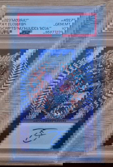 2023 Mosaic Rookie Scripts No Huddle Blue AUTO Zay Flowers RC PSA 10 