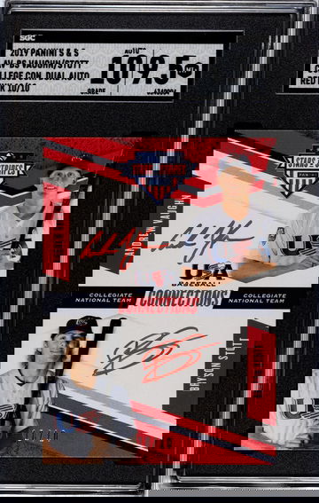 2019 Panini S & S College Connections Dual Auto Red Ink /10 Vaughn/Stott SGC 9.5 w 10 Auto Pop 1!!
