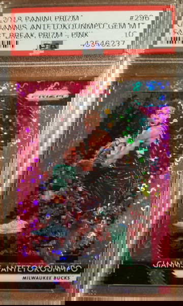 2018-19 MVP YEAR Prizm Pink Fast Break Prizm #'d 42/50 Giannis Antetokounmpo PSA 10 Gem Mint