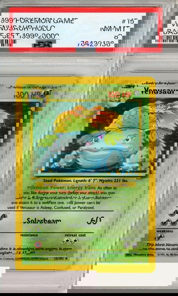1999 POKEMON GAME VENUSAUR-HOLO #15 BASE SET 1999-2000 PSA 8
