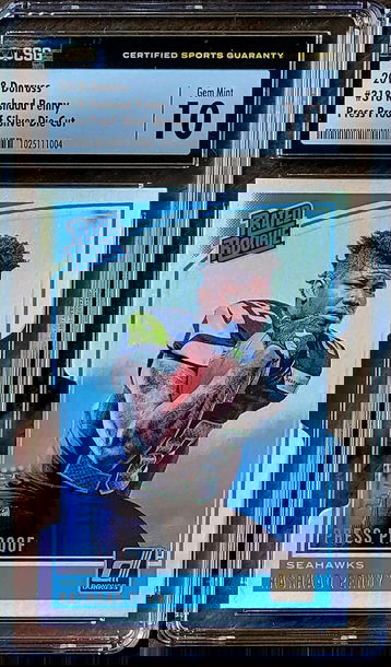 2018 SP /75 RASHAAD PENNY Panini Donruss RATED ROOKIE Press Proof Silver Die-Cut CSG 10 POP 1