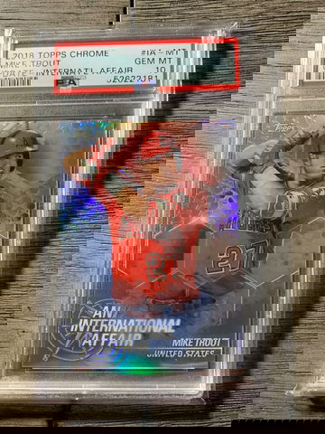 2018 Topps Chrome Update “International Affair” Mike Trout  PSA 10