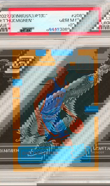 2022 Donruss Optic Chet Holmgren #208 Orange Holo #23/199 PSA 10 ROOKIE THUNDER SP