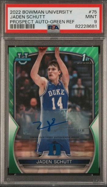 2022 Bowman U Chrome Jaden Schutt Auto Green /99 PSA 9