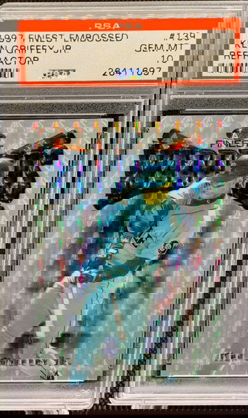 1997 Finest SILVER EMBOSSED REFRACTOR Ken Griffey Jr PSA 10 GEM MINT!