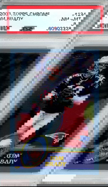 2003 TOPPS CHROME TOM BRADY #124 NEW ENGLAND PATRIOTS PSA 8 NM-MT