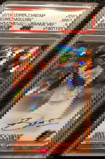 2019 Topps Chrome Sapphire Cedric Mullins Orange Ref RC Auto #25/25 PSA 9 MINT