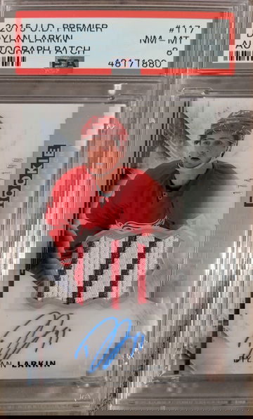 2015-16 upper deck premier Dylan Larkin RPA PSA 8 (Shipping from Canada)