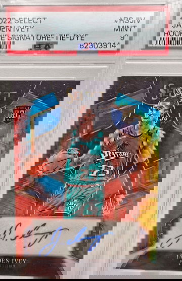 2022 Select Tie-Dye Prizm Jaden Ivey RC Auto # /25 PSA 9