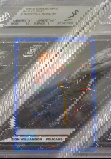 Zion Williamson 2019 Panini Donruss Optic Blue Velocity BGS 9.0