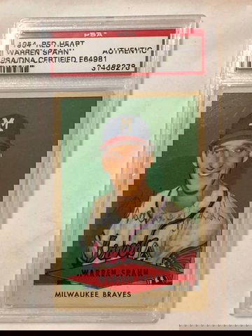 1954 RED HEART WARREN SPAHN PSA/DNA CERTIFIED AUTHENTIC 