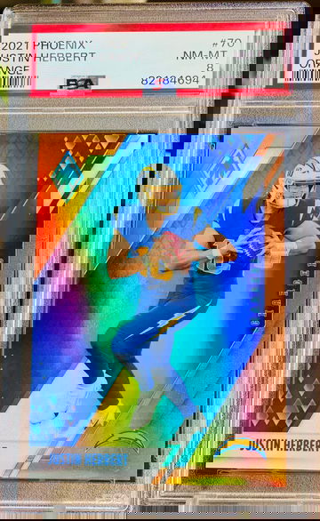 2021 Justin Herbert Refractor /99 Panini Classic H2 PSA 8 Prizm Phoenix Holo