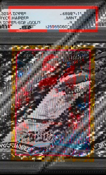 2024 Topps 1989 Topps Baseball 1989 Topps-Foil-Gold Bryce Harper #89B2-11 /50 PSA 9