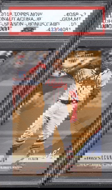 2018 Topps Now Ronald Acuna Jr Off Season Bonus Card RC Rookie PSA 10 GEM MINT