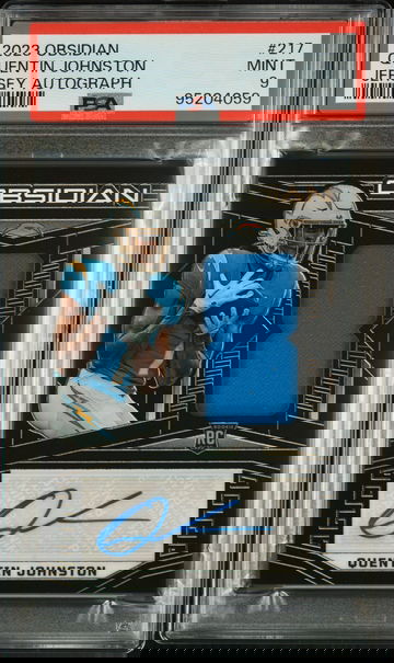 2023 OBSIDIAN QUENTIN JOHNSTON JERSEY AUTOGRAPH #217 #D /199 PSA 9 MINT ROOKIE