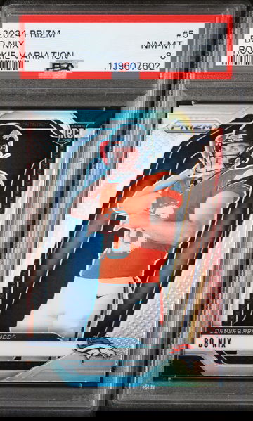 2024 Panini Prizm Rookie Variation Bo Nix #5 RC PSA 8