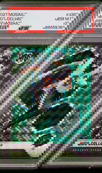 2021 Nico Collins Mosaic Green Prizm 330 Rookie RC PSA 10 Gem Mint