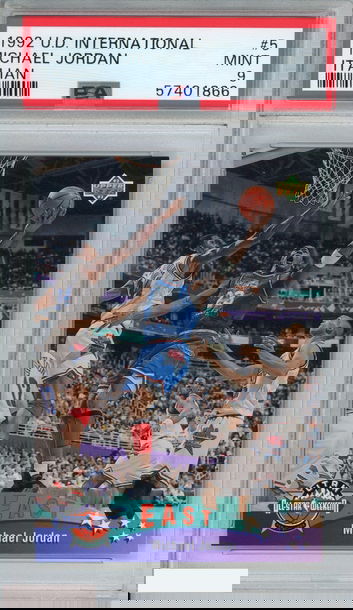 1992 UPPER DECK INTERNATIONAL MICHAEL JORDAN #5 ITALIAN CHICAGO BULLS PSA 9 MINT