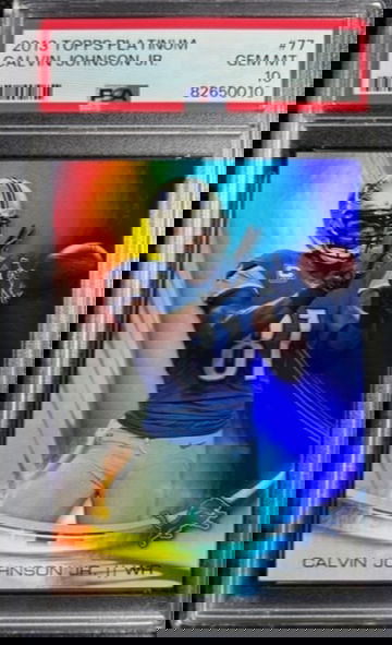 2013 Topps Platinum #77 Calvin Johnson Jr HOF PSA 10 Gem Mint Detroit Lions Pop 4