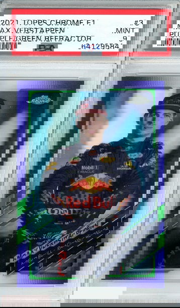 2021 TOPPS CHROME F1 MAX VERSTAPPEN #3 PURPLE GREEN REFRACTOR PSA 9 MINT