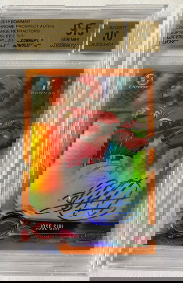 Jose Siri 2018 Bowman Chrome Orange Refractor Auto 9.5 BGS
