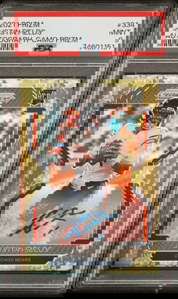 2021 PRIZM | Justin Fields CAMO PRIZM ROOKIE AUTO /25 | PSA 9